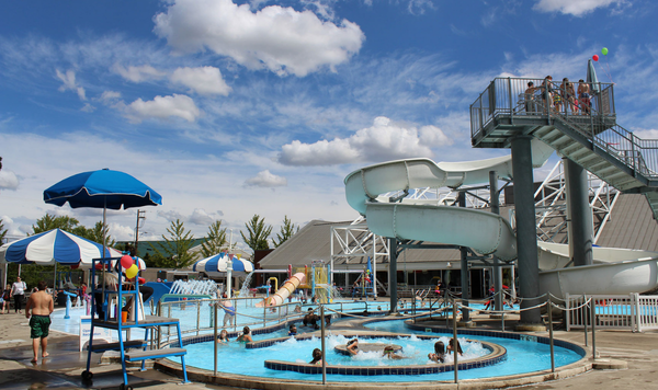 People playing at a pool