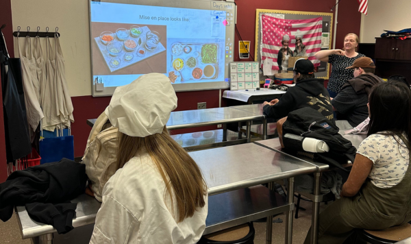 Teacher in front of cooking class