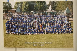 Students in front of a playground