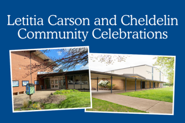 Letitia Carson and Cheldelin Community Celebrations with photos of both schools