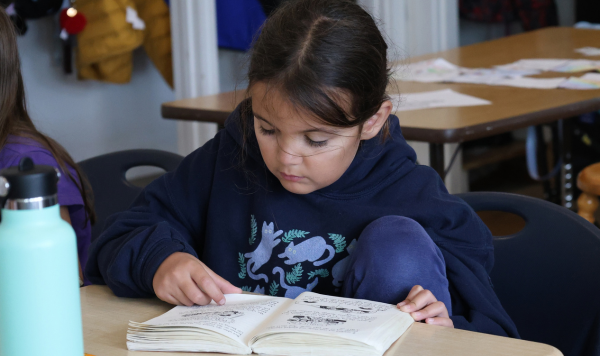 Student reading a book