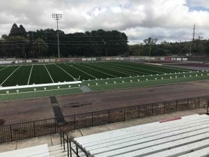 CV football field with new turf