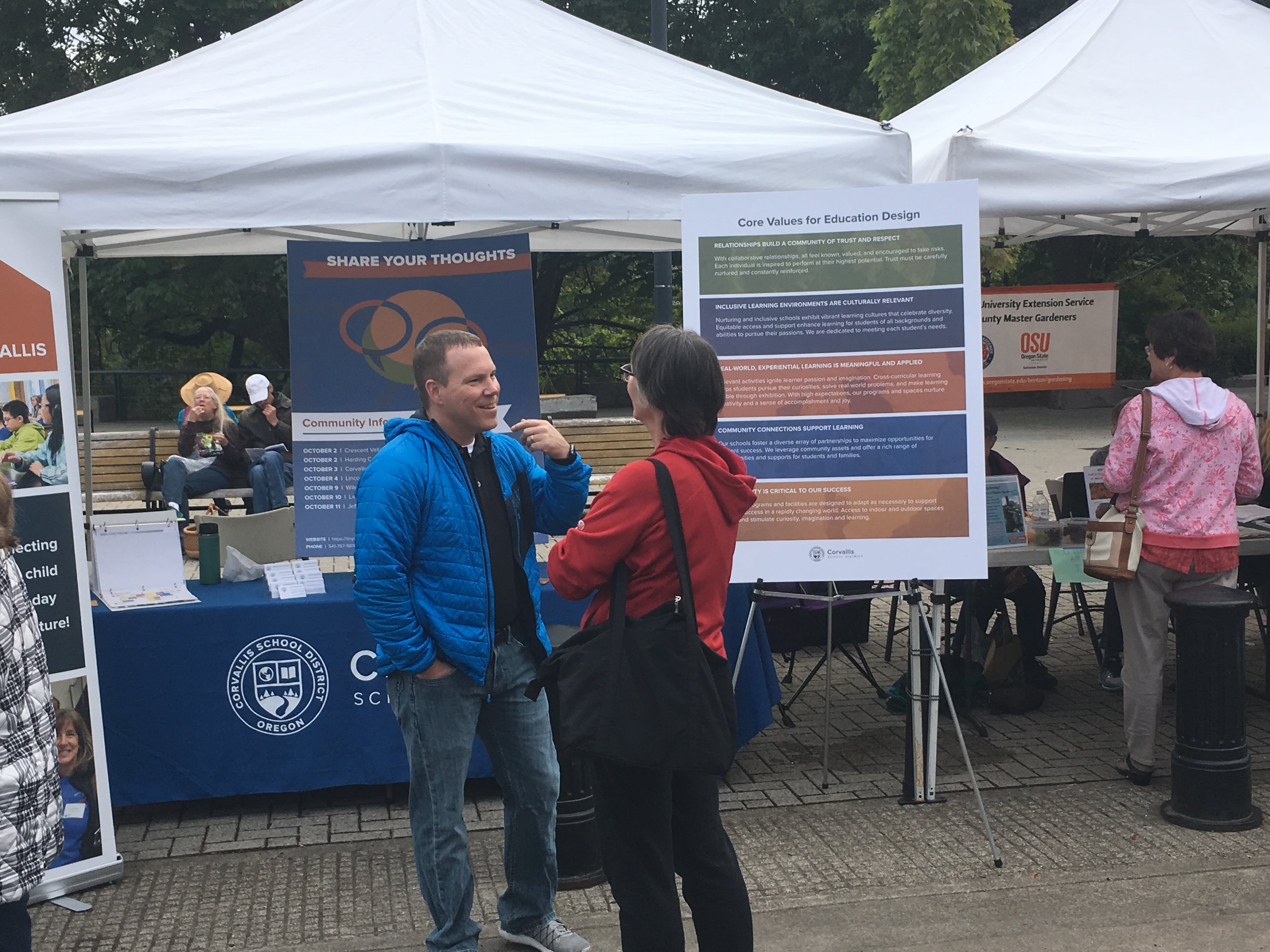 Superintendent Noss at Farmer's Market for community outreach